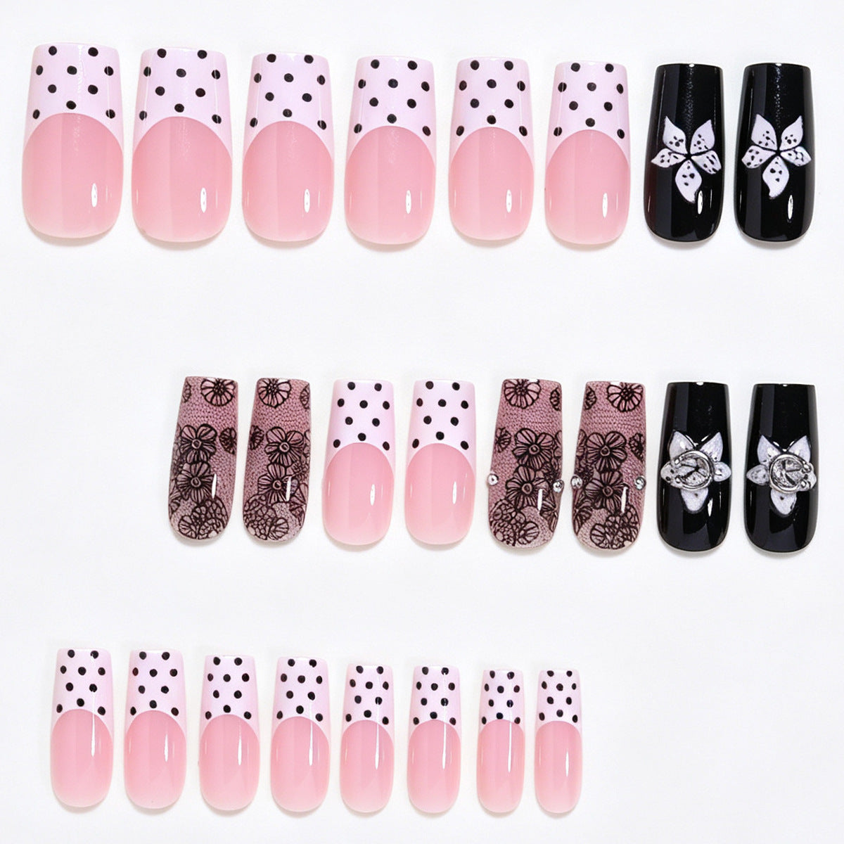 Floral Lace Design Press-On Nagelkunst Brehn