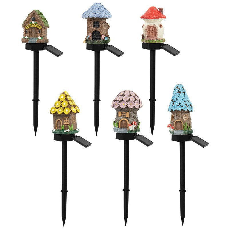 Solar Mushroom House Gartensteckerlicht mit wiederaufladbarem Akku Brehn