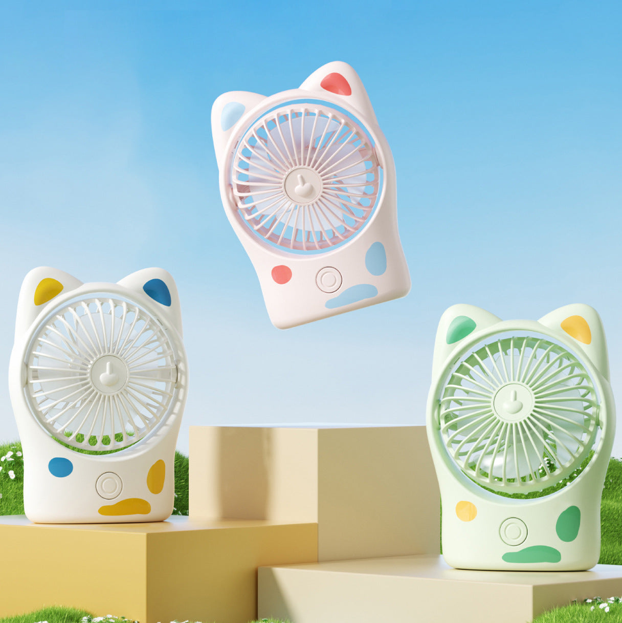 Damen Tragbarer Mini-Kühlen Ventilator mit Katzenohren Brehn