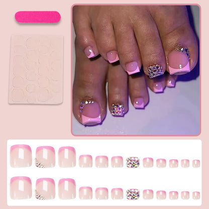 Fußnagel Kunstset mit eleganten Glitzerakzenten und romantischen Designs Brehn