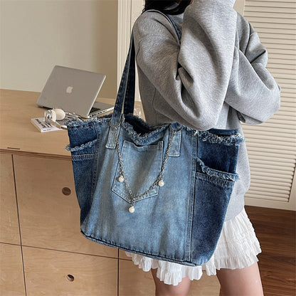 Distressed Denim Tragetasche