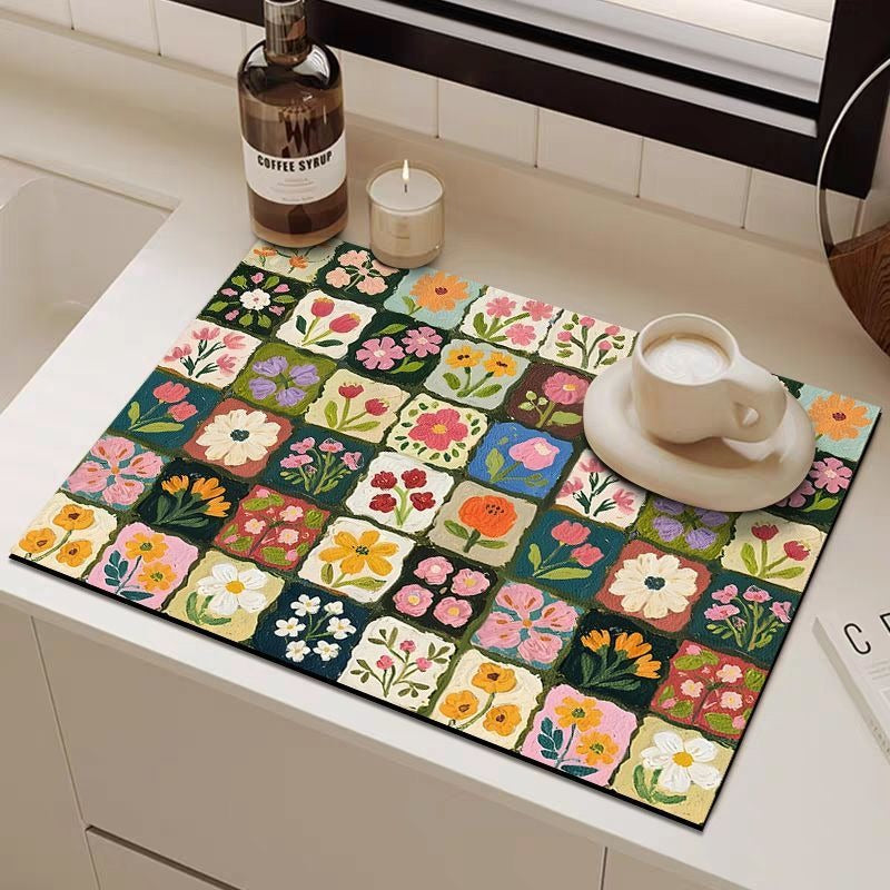 Bunte florale Küchentischmatte