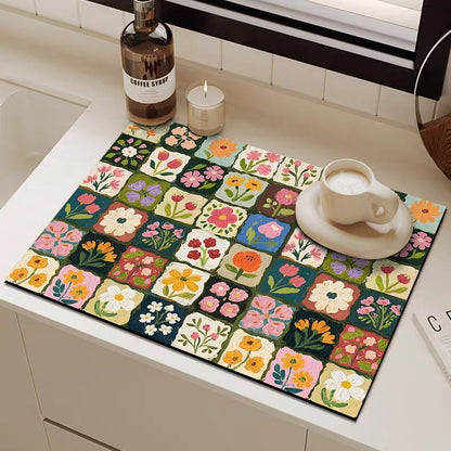 Bunte florale Küchentischmatte