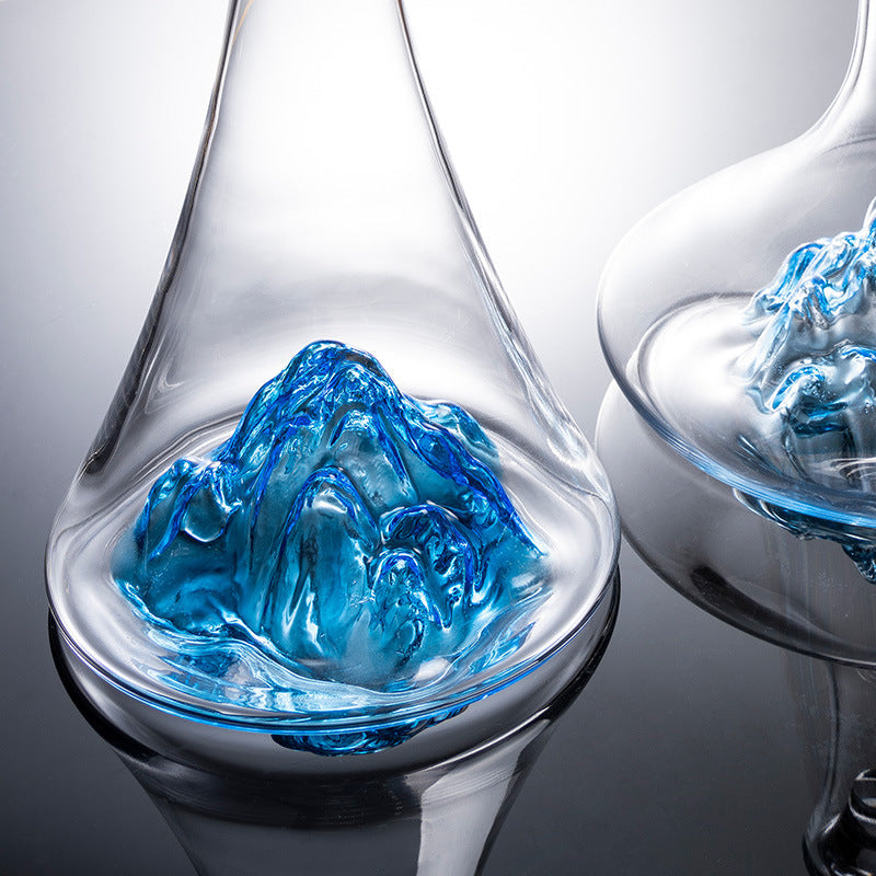 Kristallglas Blau Stiel Burgunder Weinglas Mit Blauem Berg Weinkaraffen Sets | Brehn