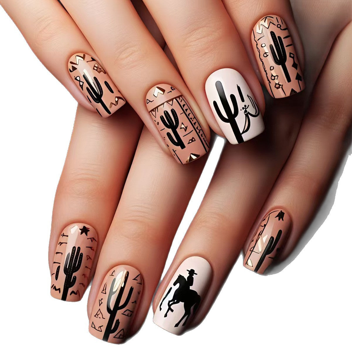Kunstnageldesign mit Geometrischem Wüstenmotiv Brehn