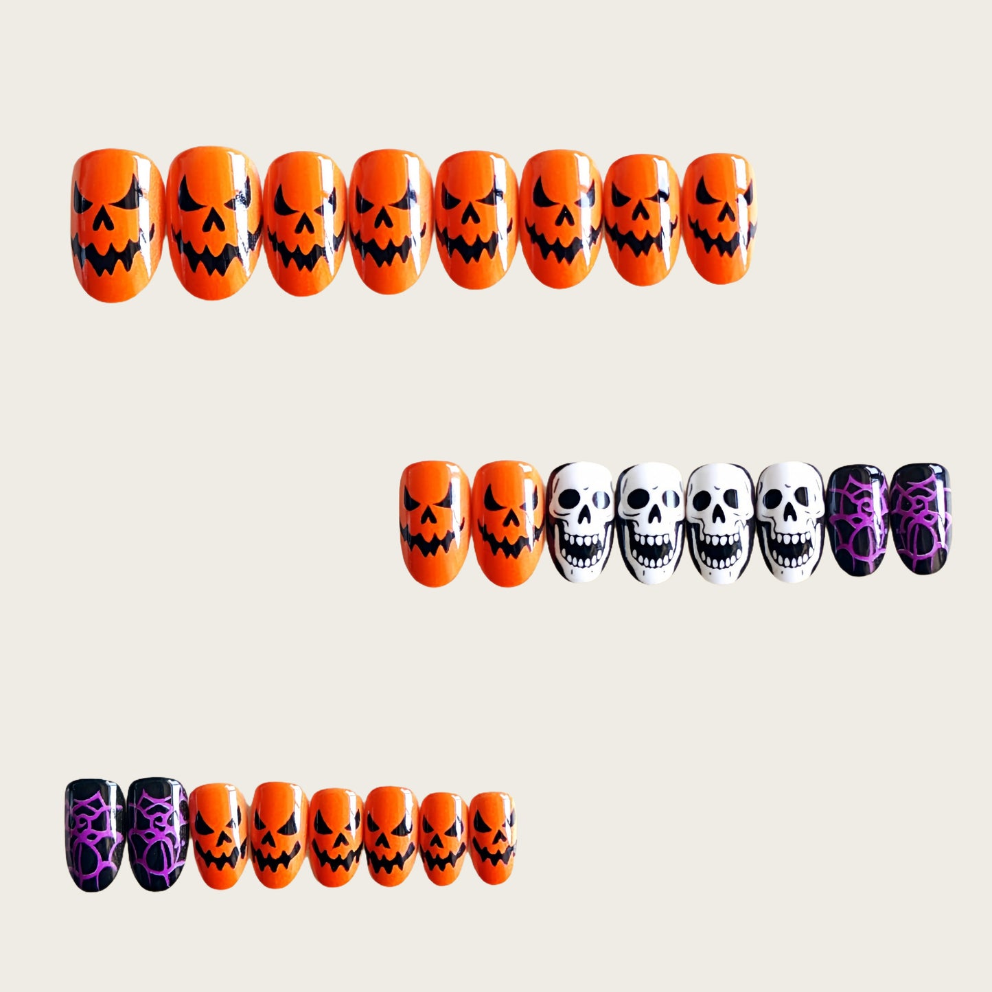 Halloween Kunstnägel Im Kreativen Kürbis- und Schädel-Design Brehn