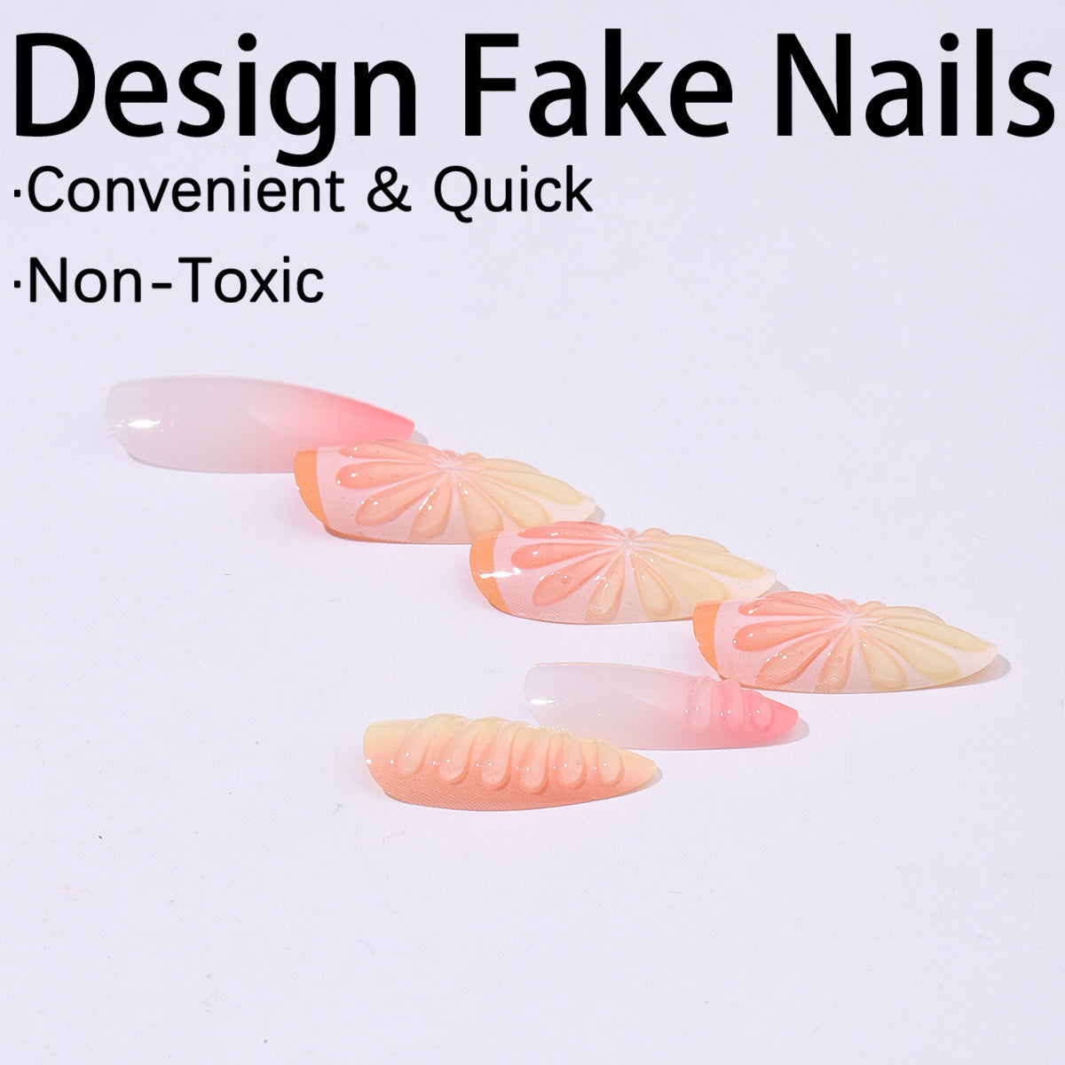 Kreatives Nagelset mit sanften Ombre-Effekten und eleganten Verzierungselementen Brehn