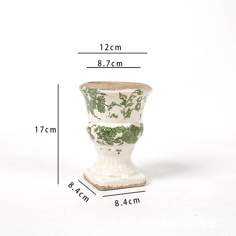 Florale Keramik Pflanzgefäß Brehn