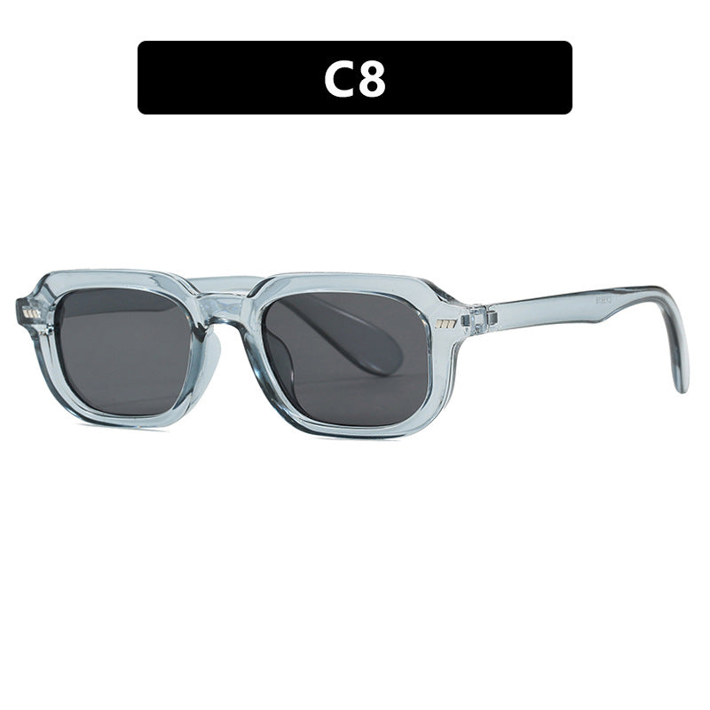 Damen quadratische Sonnenbrille mit hochglänzendem transparentem Rahmen und polarisierenden Gläsern Brehn