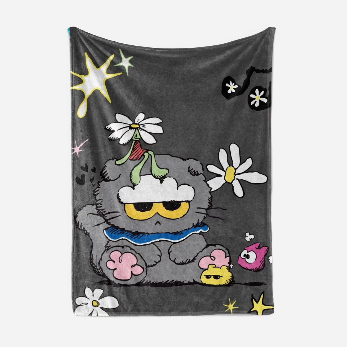 Künstlerische Cartoon-Katzen-Themen Fleece-Wurfdecke
