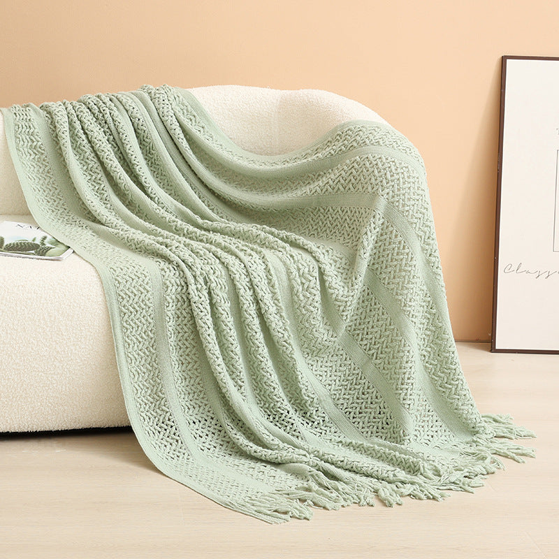 Damen gestrickte Wohndecke mit Fransen Brehn