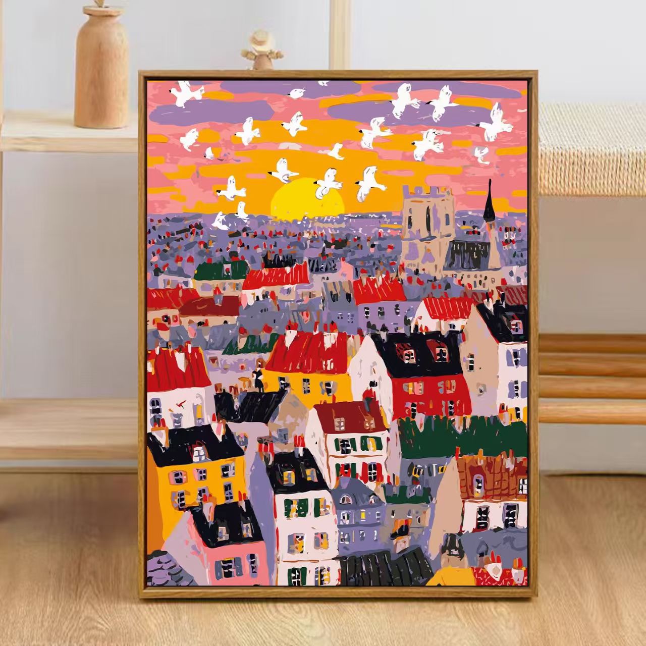 Bunte Stadt Skyline Kunstdruck Brehn
