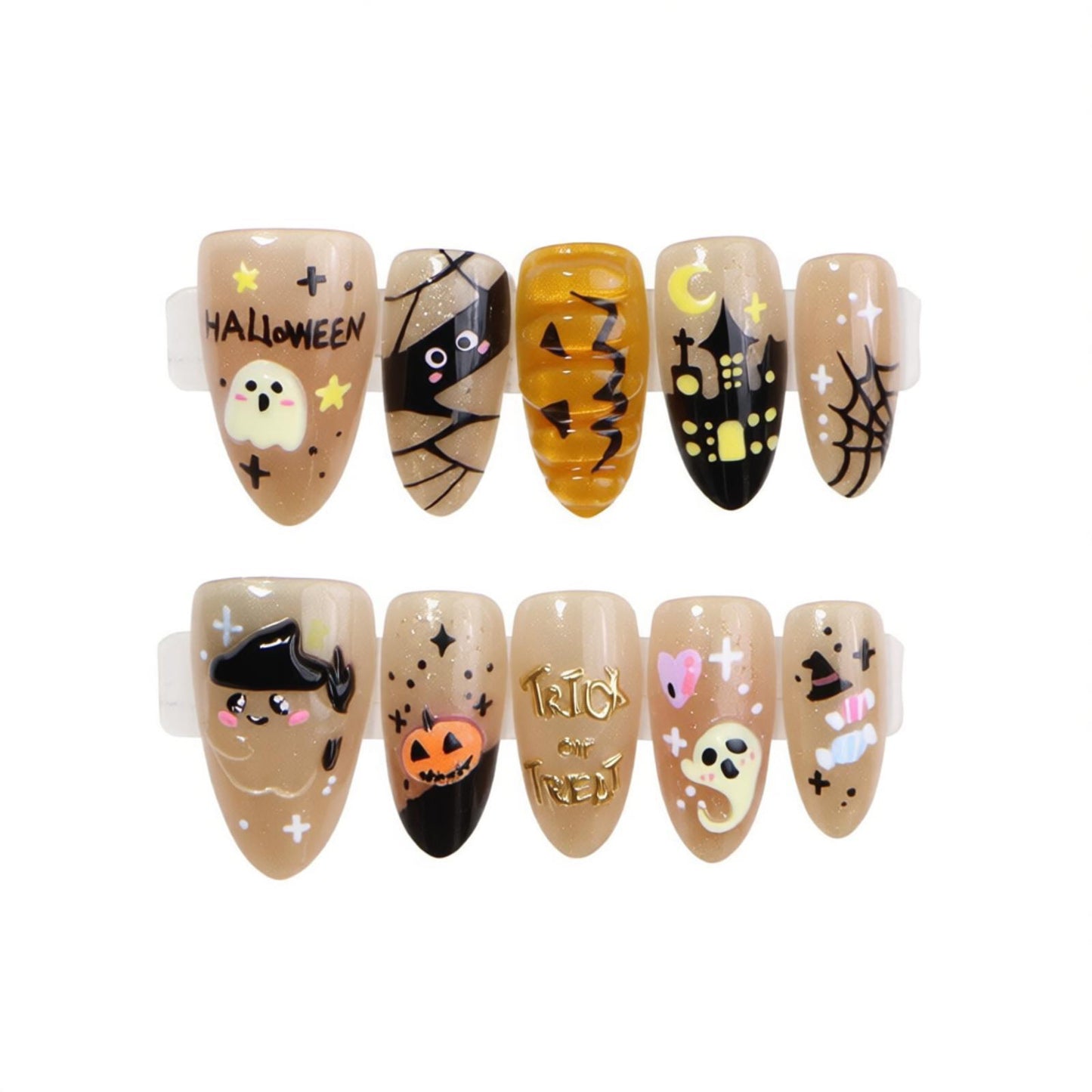 Halloween-Themen Press-On Nagelkunst Brehn