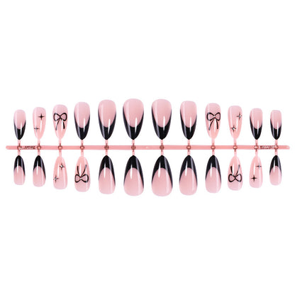 Elegantes Press-On-Nagel-Set mit künstlerischen Schleifen-Designs Brehn