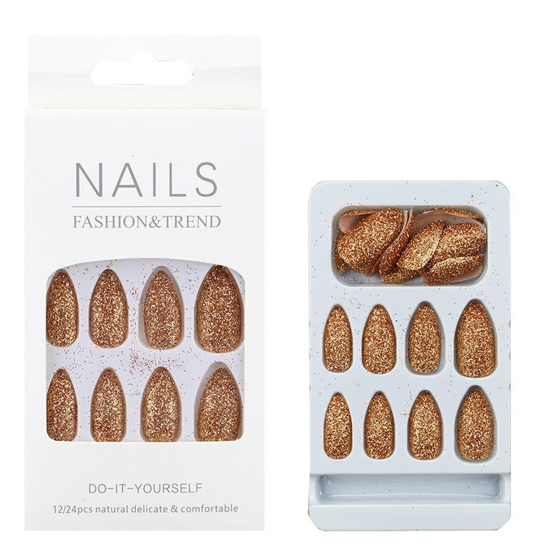 Glitzernde mandelförmige Press-On Nagelspitzen Brehn