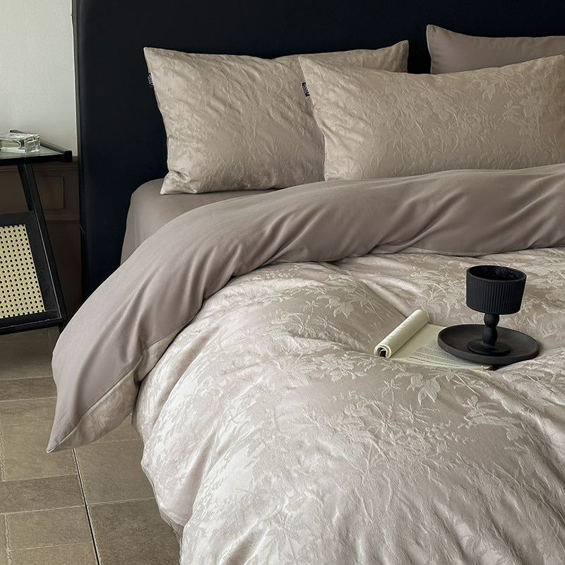 Jacquard Floral Bettbezugset mit wendbarem Satingewebe Rücken