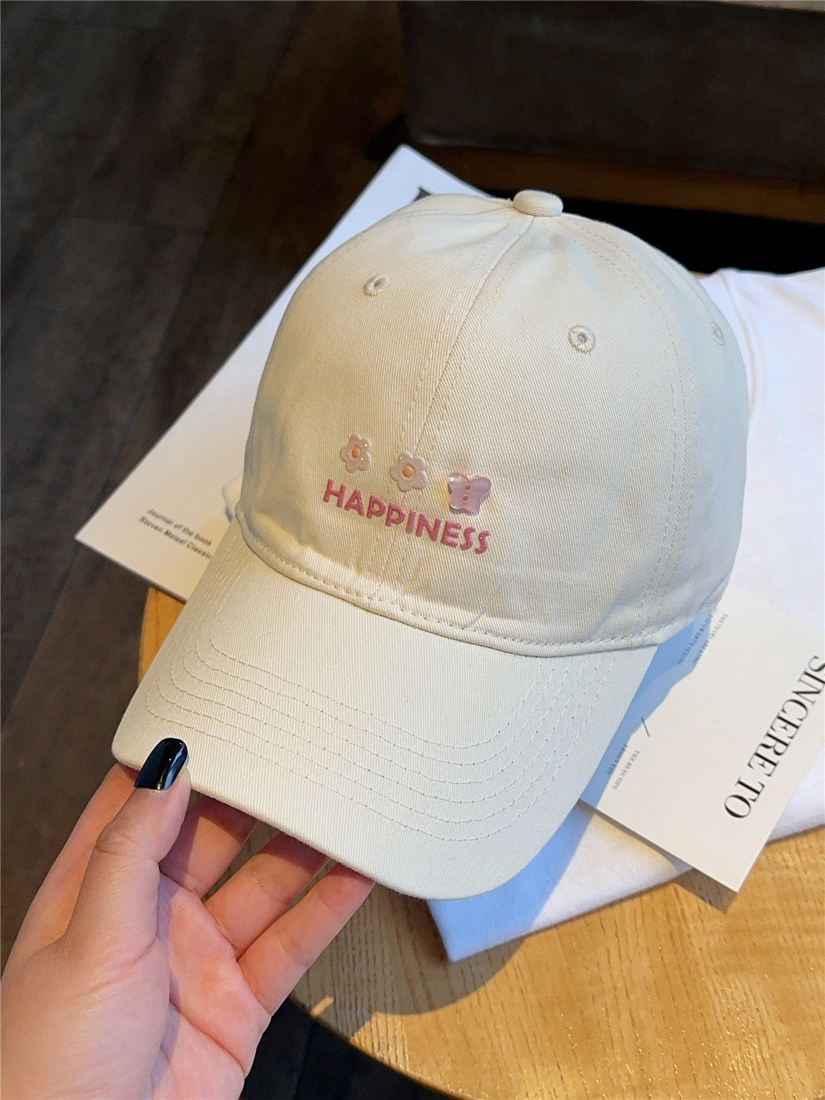 Damen Bestickte Happiness Baseballkappe Brehn
