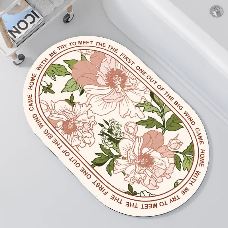 Oval Floral Design Badteppich