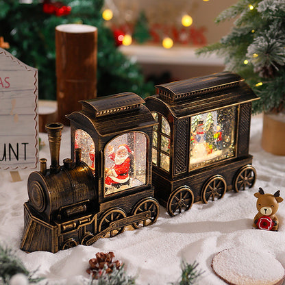 Nostalgische Weihnachtszug-Laterne mit beweglichem Weihnachtsmann Brehn