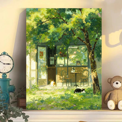 Gemütliche Café-Szene Leinwandkunst Brehn