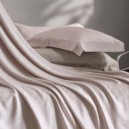 Luxuriöses Satin-Jacquard Wellenbettbezugset mit Halbstich und Kissenbezügen
