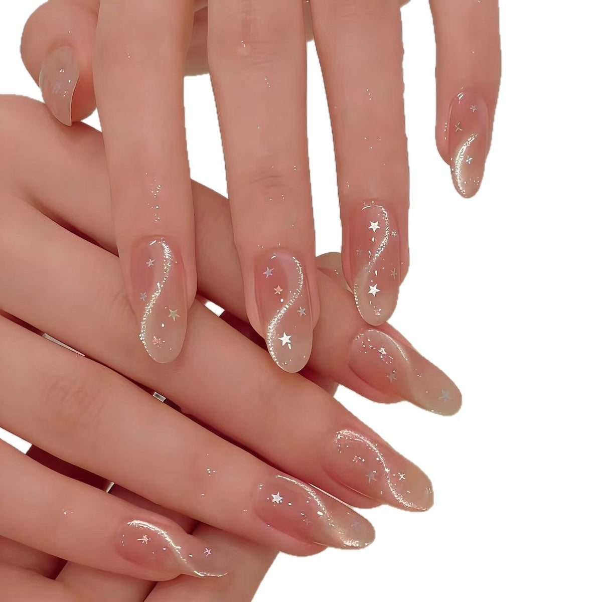 Elegante Sternen Nagelkunst Verlängerungen
