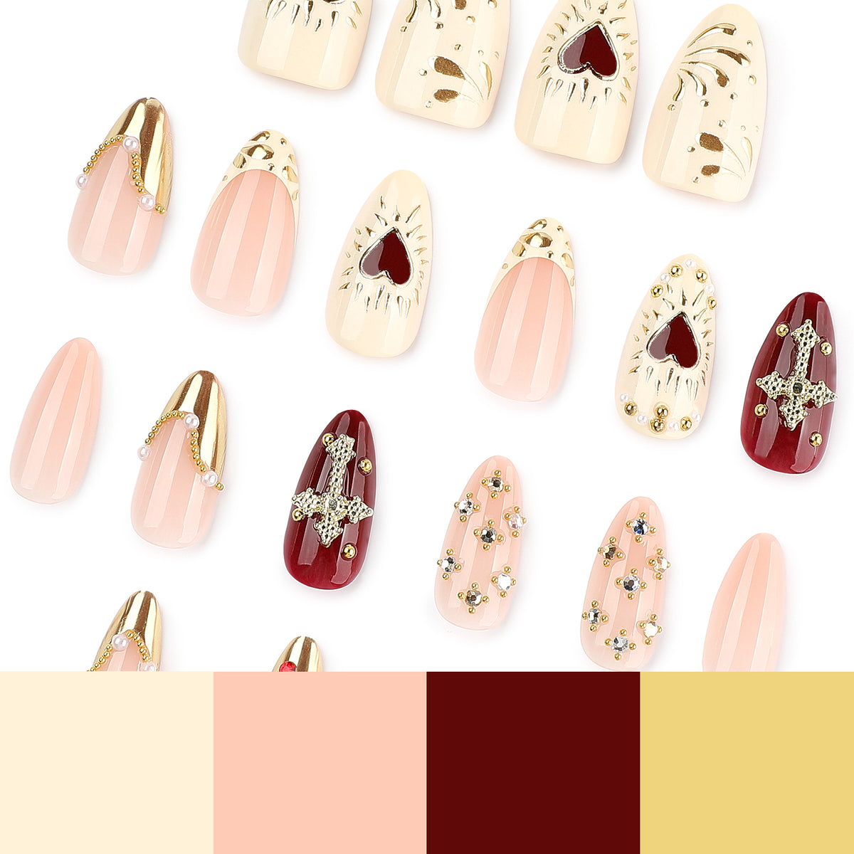 Kunstvolle Nagelkunst mit Strass- und Goldakzenten Brehn