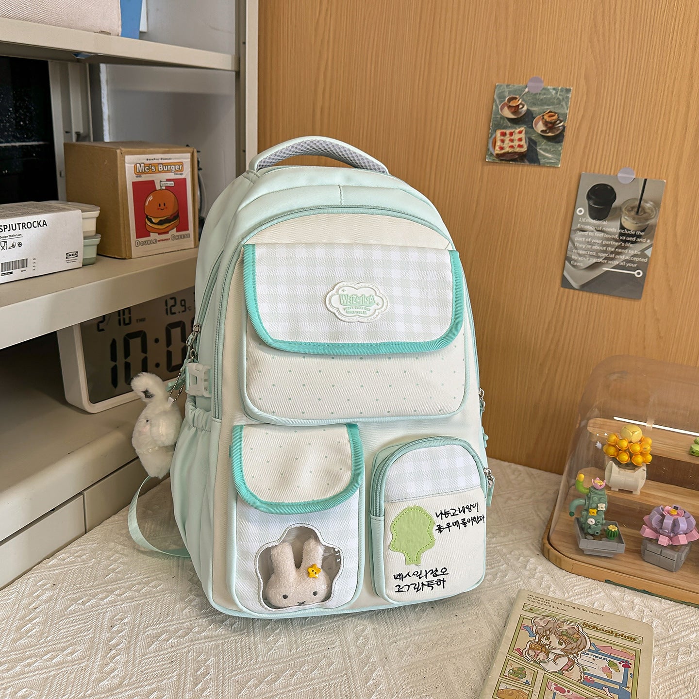 Kindertäschchen aus süßem Plüschhase für die Schule