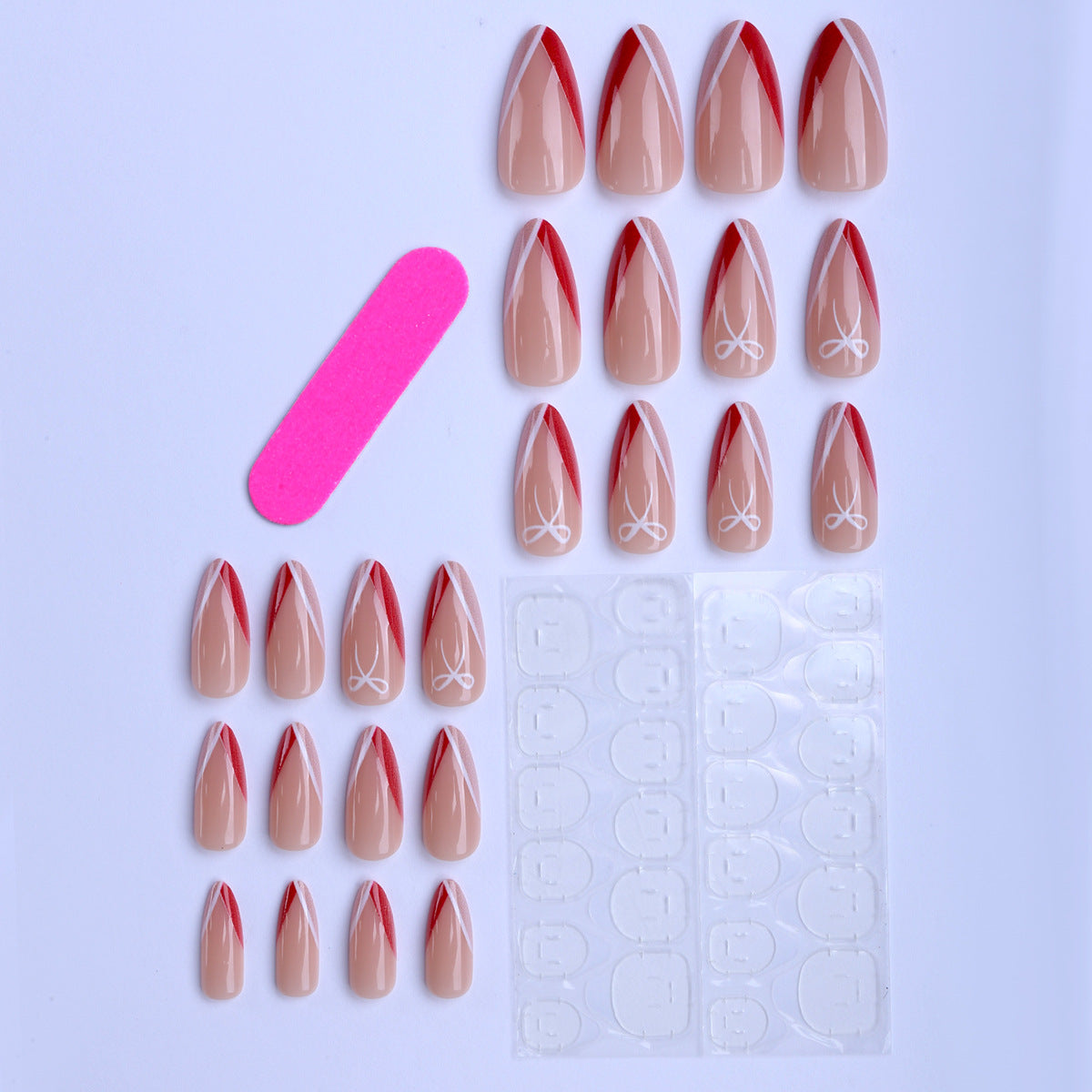 Kunstfingernägel Im Eleganten Stiletto-Design mit Schleifen-Akzenten Brehn