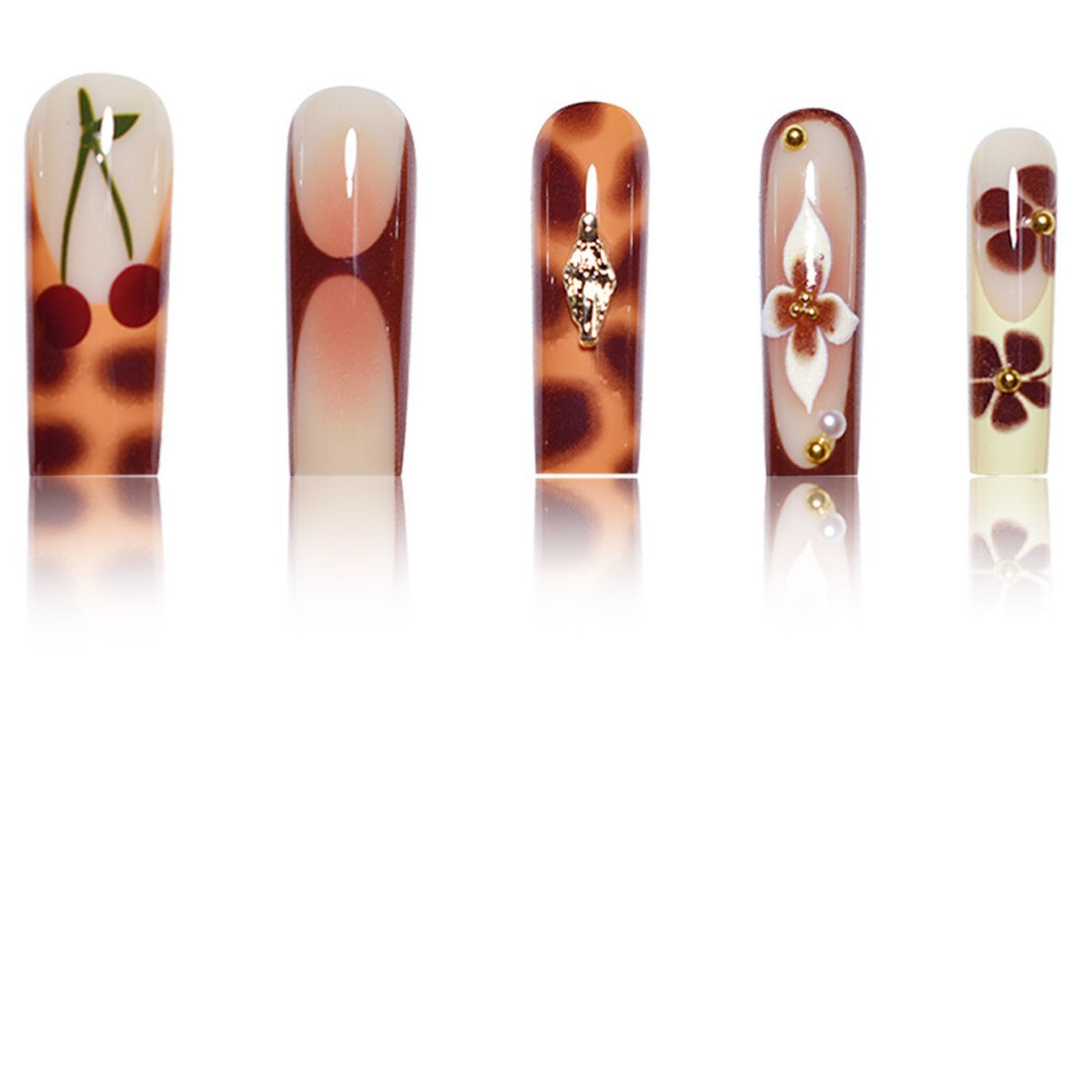Künstlerische florale langanhaltende Press-On-Nagelerweiterungen Brehn