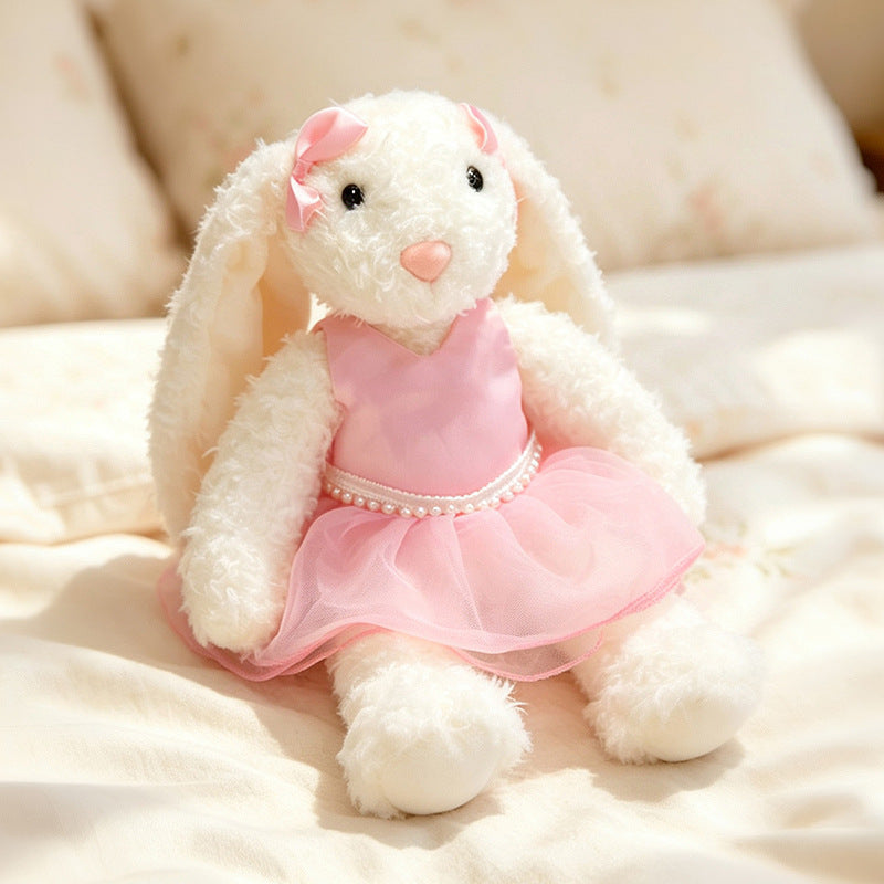 Plüsch Blumenfutter Ohr Bunny Plüschspielzeug mit besticktem Gesicht und lockigem Kunstpelz Brehn
