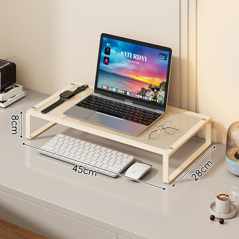 Belüfteter Metallgitter-Laptop- und Monitorständer mit Unter-Schreibtisch-Tastaturablage