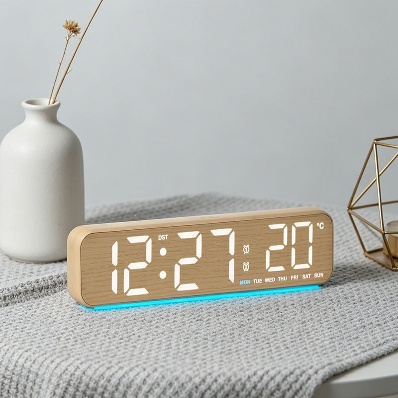 Digitaler Holz-Led Wecker mit Temperatur- und Kalenderfunktion Brehn