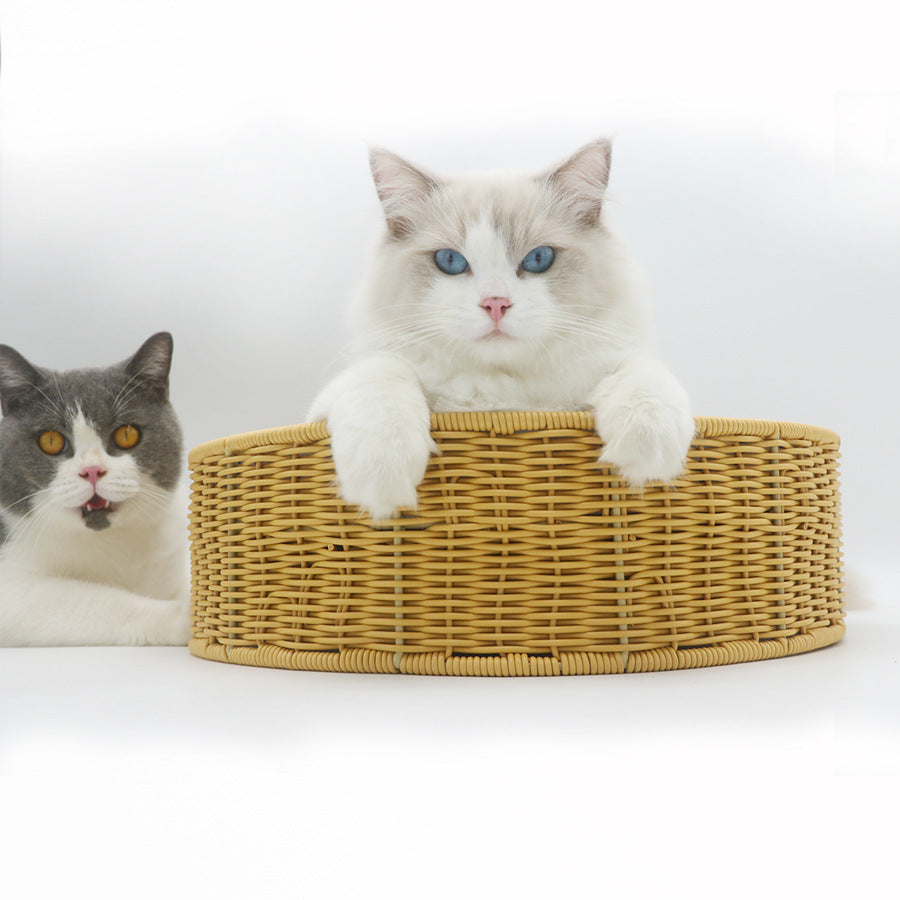 Gemütlicher Katzenkorb aus geflochtenem Material Brehn