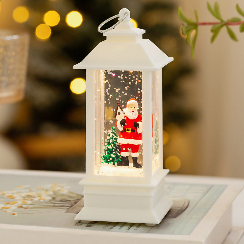 Weihnachtslaterne mit LED-Beleuchtung und dekorativem Schneeeffekt