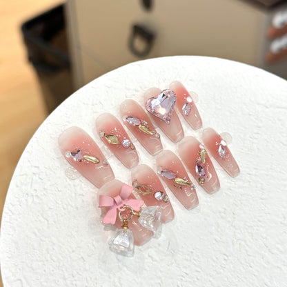 Glitzerndes handgefertigtes Press-On-Nagelset