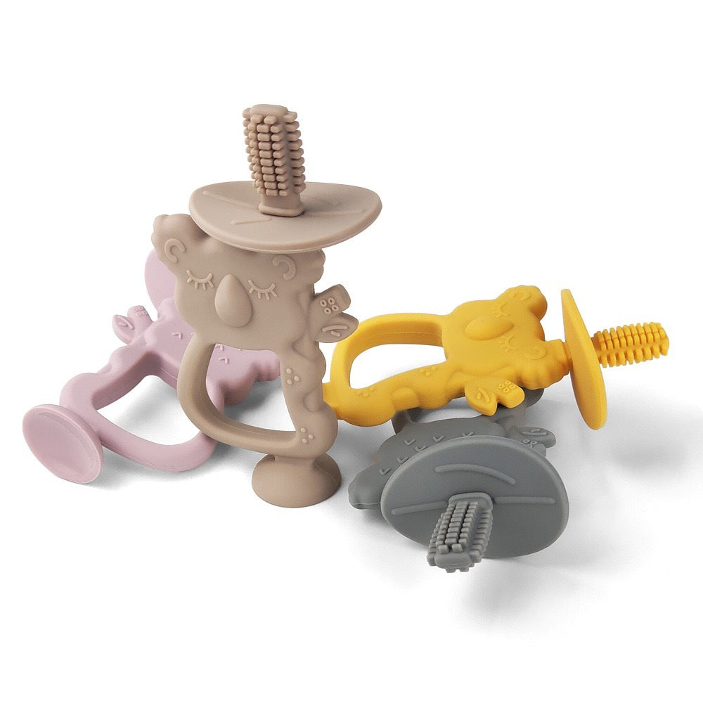 Silikon Koala Beißring Schnuller mit ergonomischem Griff und Sicherheits-Schraubanschluss