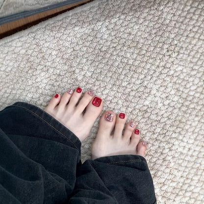 Glänzende Pediküre Nagelkunst