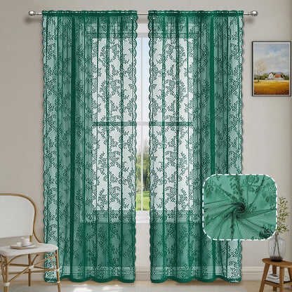 Elegante florale Spitzenfensterbehänge