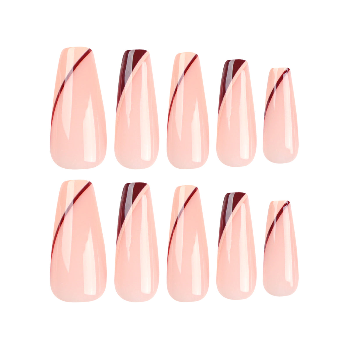 Kunstvolle Stiletto-Nägel mit eleganten Farbverlauf und geometrischen Akzenten Brehn