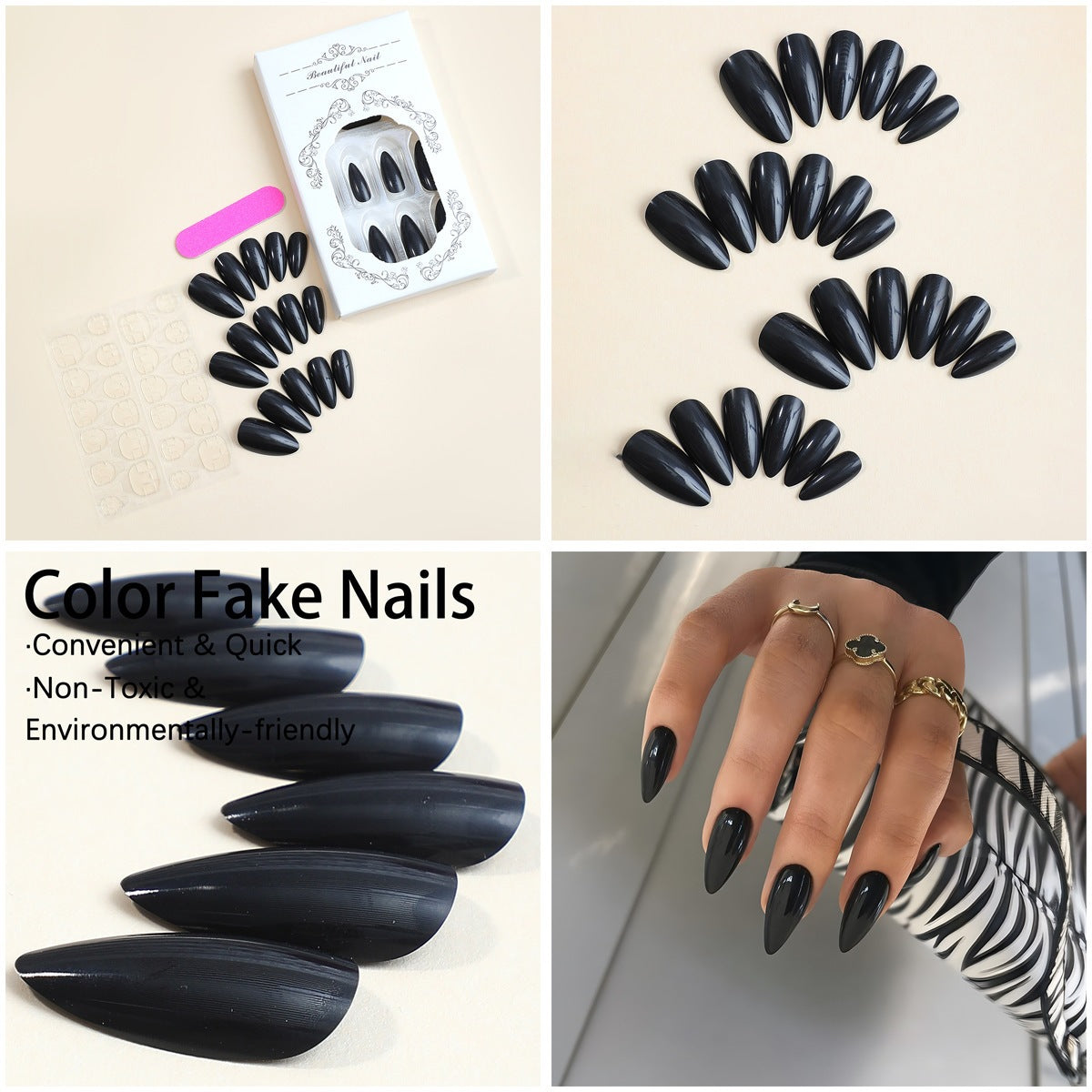 Kunstnagelset mit eleganten Stiletto-Spitzen und mattem Finish Brehn