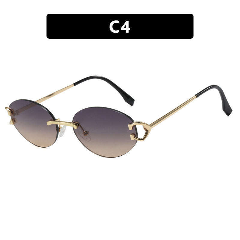 Damen elegante ovalförmige Sonnenbrille mit modischem Metallrahmen Brehn