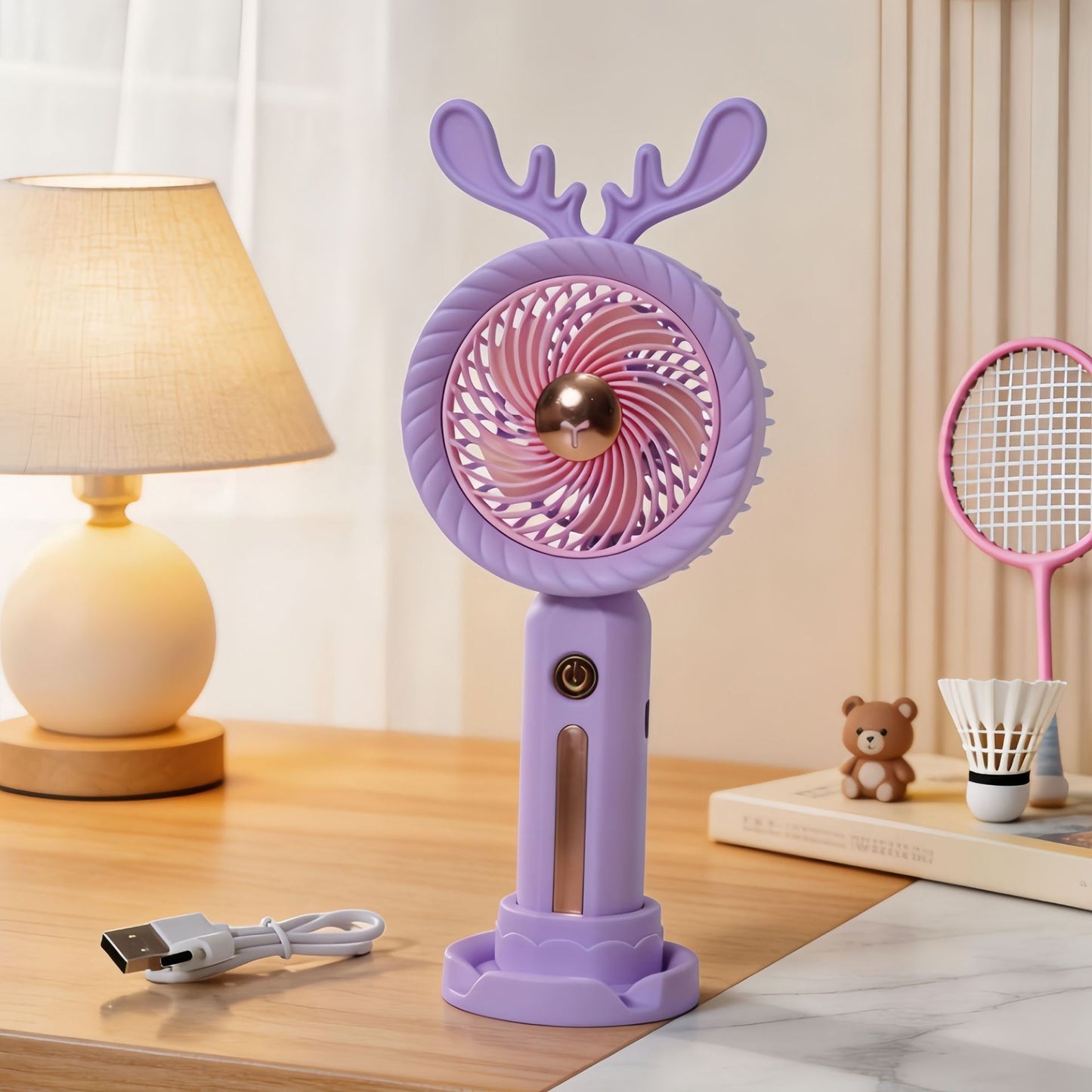 Damen Tragbarer Mini-Ventilator mit beweglichem Kopf und USB-Anschluss Brehn