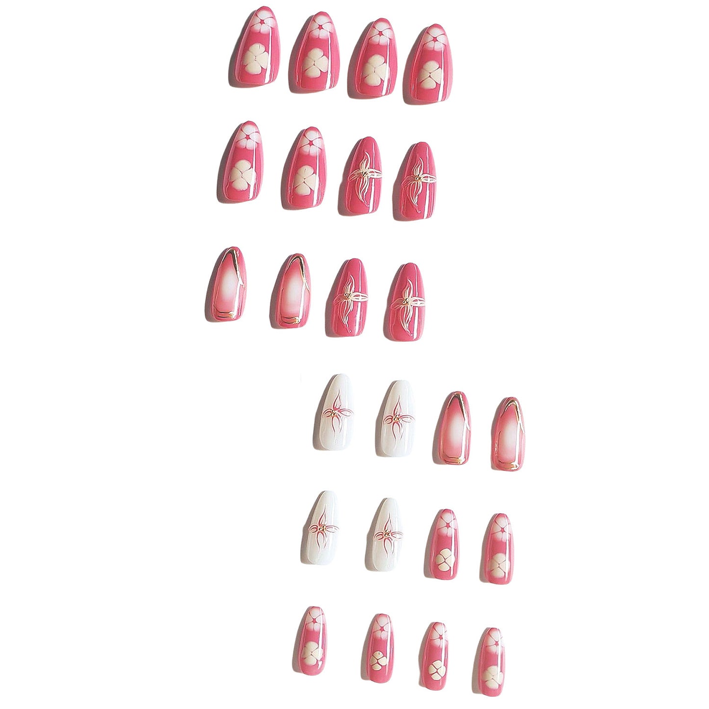 Künstlerisches floral Press-on Nageldesign Brehn