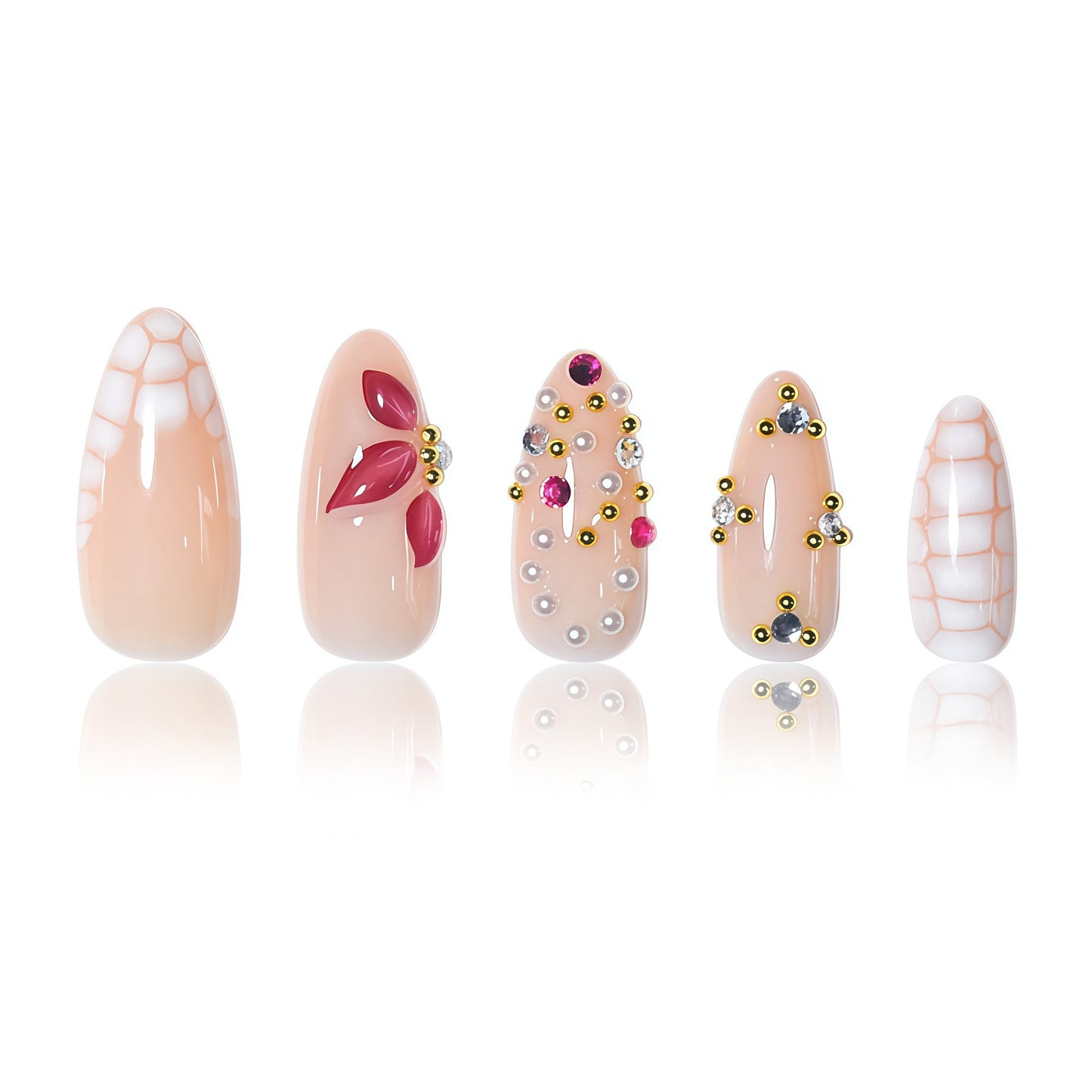 Elegante Blumendruck-Acryl-Nagelverlängerungen Brehn 1787913980