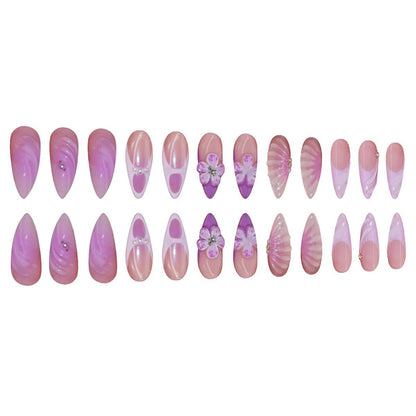 3D Dekorative Florale Press-On Nagelverlängerungen Brehn
