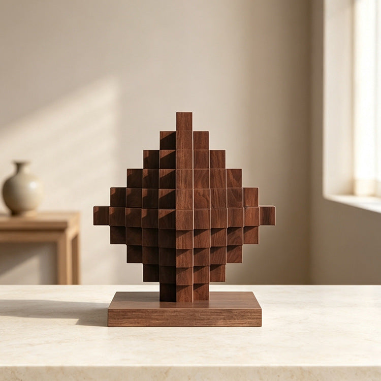 Künstlerische geometrische Holzskulptur