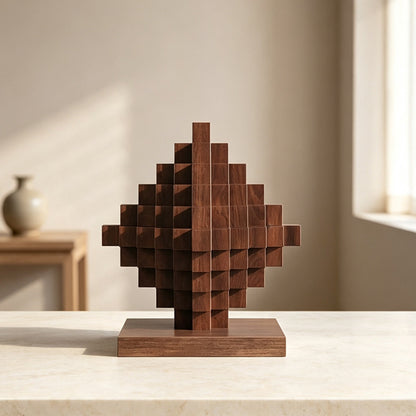 Künstlerische geometrische Holzskulptur