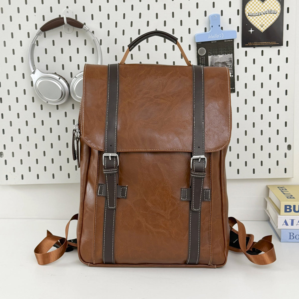 Stylischer Leder Laptop Rucksack