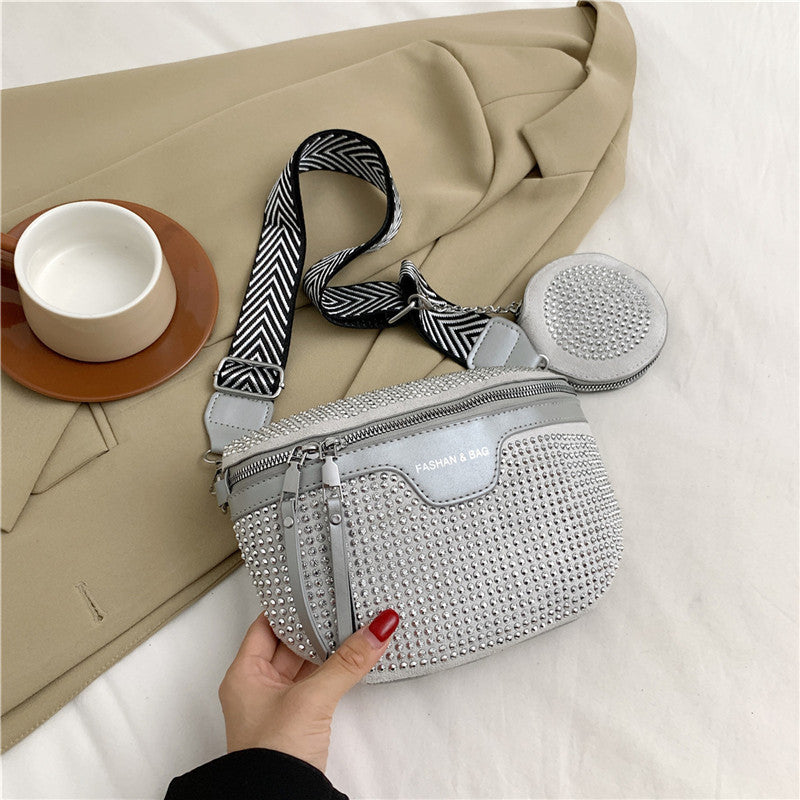 Stylische mit Strass verzierte Mini-Crossbody-Tasche Brehn